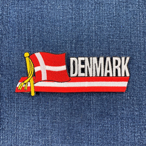 Denmark flag patch on a denim background