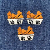 3-Pack Doggy Bowl Applique Patch - Pet Food Puppy Treats Embroidered Dog Bones Badge 1-3/8" (Iron On)