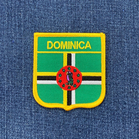 Dominica Patch - Embroidered Flag Shield Badge 2.75" (Iron On)