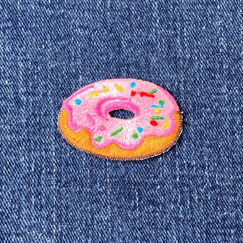 Donut Applique Patch - Sprinkles Frosting Food Embroidered Dessert Badge 1.5" (Iron On)