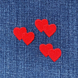 3-Pack Double Hearts Applique Patch - Mini Red Heart Embroidered Love Badge 1" (Iron On)