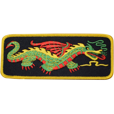 Large Dragon Patch - Facing Right, Power Strength Good Luck 5-5/16" (Iron on)