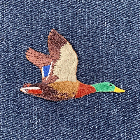 Duck Applique Patch  - Embroidered Drake Mallard Badge 3" (Iron On)