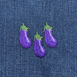 3-Pack Eggplant Applique Patch - Embroidered Vegetable & Food Badge 1-3/8" (Iron On)