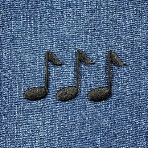 3-Pack Eighth Note Applique Patch - Embroidered Sheet Music Badge 1-5/8" (Iron On)