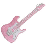 pink and white electric guitar patch on a white background