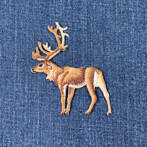 Elk Applique Patch - Embroidered Reindeer Caribou Animal Badge 2-7/8" (Iron On)