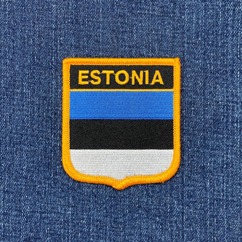 Estonia Patch - Embroidered Flag Shield Badge 2.75" (Iron On)