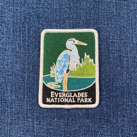 Everglades National Park Patch - Embroidered Egret & Wetlands Florida Badge 2-7/8" (Iron On)