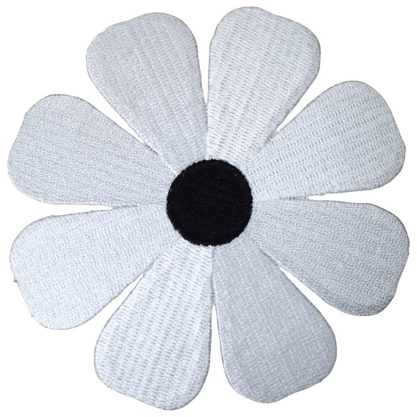 Extra Large Daisy Applique Patch - White Black Flower Bloom Badge 4 ...