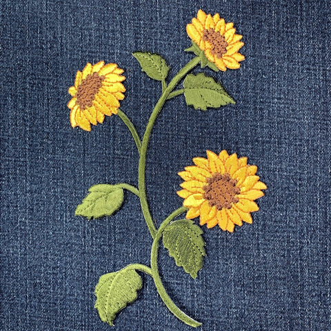 Extra Large Sunflower Applique Patch - Embroidered Flower Badge 6.5" (Iron On)