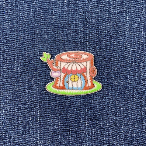 Fairy Garden Applique Patch - Embroidered Tiny Gnome House Badge 2" (Clearance, Iron On)