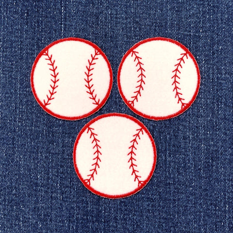 3-Pack Baseball Applique Patch - Embroidered Felt Sports Ball Badge 2" (Iron On)