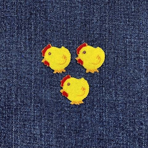 3-Pack Baby Chick Applique Patch - Embroidered Chicken Badge 1-1/8" (Iron On)