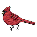 Red cardinal bird patch on a white background