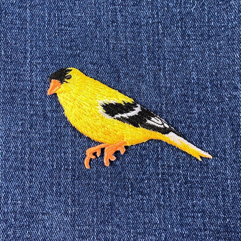 Finch Bird Applique Patch - Yellow Embroidered Animal Badge 2.25" (Iron On)