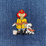 Firefighter & Dalmatian Puppy Dog Applique Patch - Kids Embroidered Fireman Badge 2.5" (Iron On)