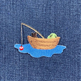 Fishing Applique Patch - Boat Bobber Fisherman Embroidered Badge 2-7/8" (Iron On)