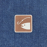 Fishing Patch - Embroidered Fish & Hook Sign Badge 2" (Iron On)