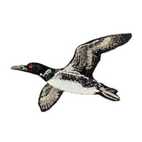 a flying loon patch on a white background