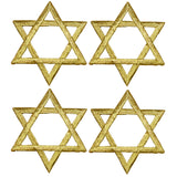 4 gold star of David patches on a white background