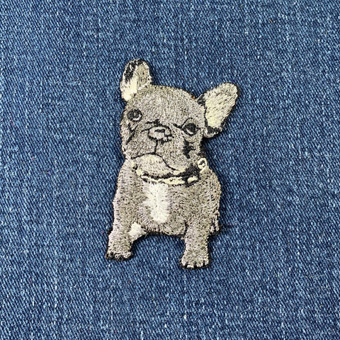 French Bulldog Applique Patch - Embroidered Frenchie Bull Dog Pet Animal Badge 2.5" (Iron On)