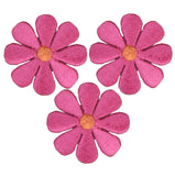 3-Pack Daisy Applique Patch - Embroidered Fuchsia Orange Flower Badge 1.5" (Iron On)