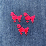 3-Pack Poodle Applique Patch - Embroidered Fuchsia Pink Dog Badge 1-7/8" (Iron On)