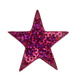 Pink sequin star patch on a white background