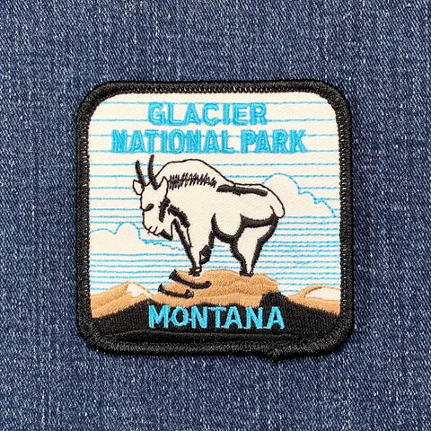 Glacier National Park Patch - Embroidered Montana Mountain Goat Badge 3" (Iron Or Sew On)