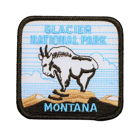 Embroidered patch of Glacier National Park, Montana on a white background