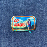 Go Hiking Patch - Outdoors Nature Backpacking Sublimation & Embroidered Badge 2.5" (Iron on)