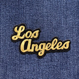 Los Angeles Patch - Embroidered Metallic Gold & Black California Badge 4" (Iron On)