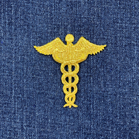 Caduceus Applique Patch - Embroidered Doctor Nurse Medical Badge 2.25" (Iron On)