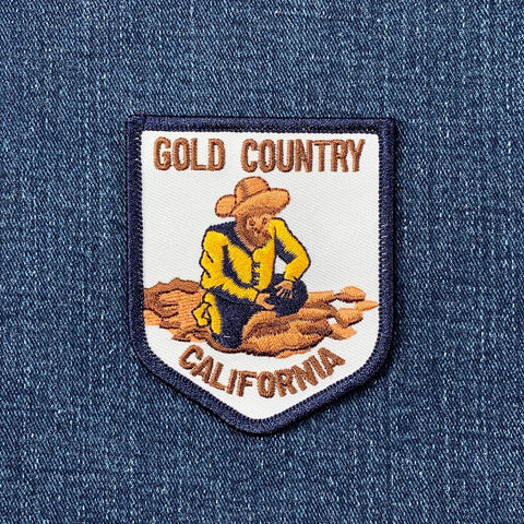 Gold Country California Patch - Placer Miner Panning Embroidered Mining Badge 3-1/8" (Iron On)