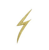 Gold lightning bolt design on a white background