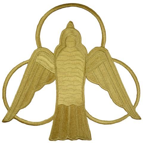 Gold Peace Dove Applique Patch - Religious Christian Catholic Symbolic Badge 5" (Iron on)