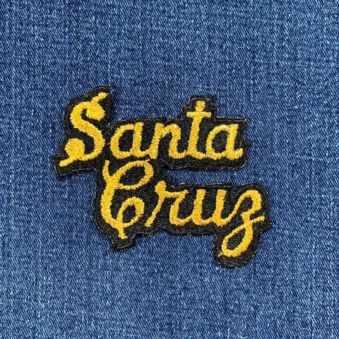 Vintage Santa Cruz Patch - Embroidered Metallic California Surfing Badge 3" (Sew On)