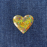 Gold Heart Applique Patch - Sequin Badge 2-3/16" (Iron On)
