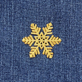 Snowflake Applique Patch - Embroidered Metallic Gold Snow Winter Badge 1.75" (Iron On)