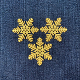 3-Pack Snowflake Applique Patch - Embroidered Metallic Gold Snow Winter Badge 1.75" (Iron On)