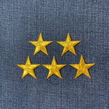 5-Pack Star Applique Patch - Gold Embroidered Badge 1.25" (Iron on)