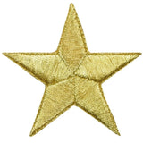 Gold Star Applique Patch - Metallic Thread Embroidered Badge 2.25" (Iron On)