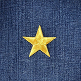 Gold Star Applique Patch - Metallic Thread Embroidered Badge 2.25" (Iron On)