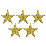 5-Pack Star Applique Patch - Gold Embroidered Badge 1.25" (Iron on)