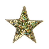 Star-shaped gold sequin patch on a white background