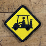 Medium Golf Cart Crossing Patch - Golf Course Road Sign Badge 2-5/8" (Iron or Sew On)