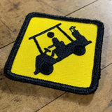 Medium Golf Cart Crossing Patch - Golf Course Road Sign Badge 2-5/8" (Iron or Sew On)