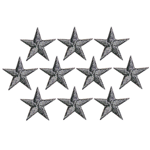 Star Applique Patch - Gray Embroidered Badge 5/8" (10-Pack, Iron on)