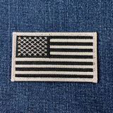 American Flag Patch - Embroidered Gray & Black United States USA Badge 3-3/8" (Iron On)
